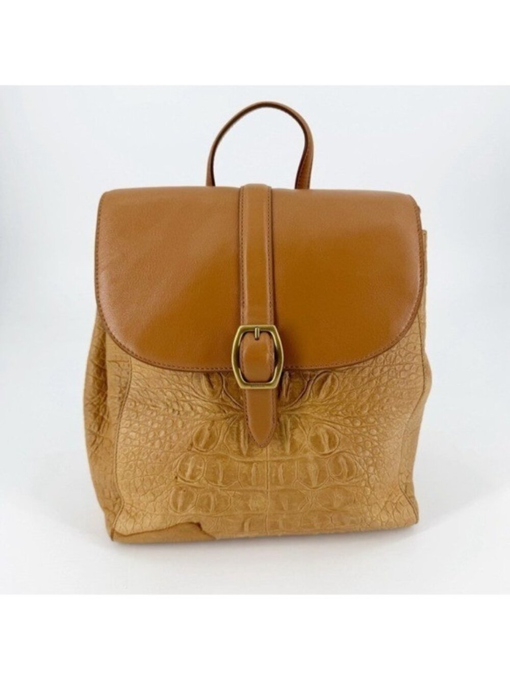 Brahmin Sadie Melbourne Embossed Leather Backpack Purse in Pecan